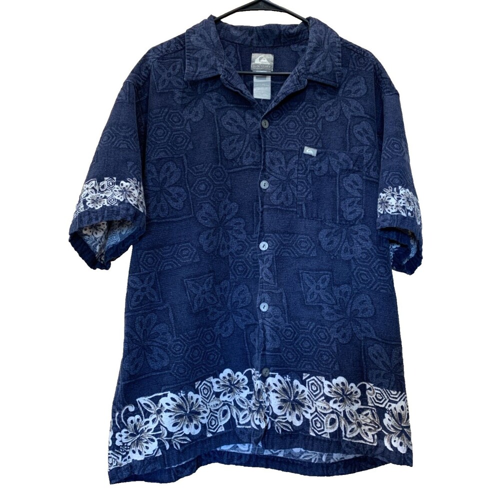 90s Quiksilver Hawaiian Shirt XLSurf Skate Flower Beach Grunge OP Gotcha Y2K